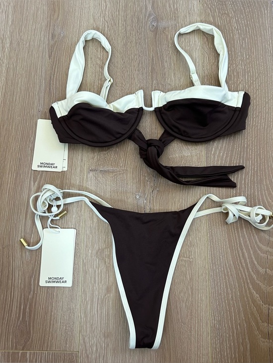 Monday Swimwear Other - NWT New Monday Swimwear Cala Roja Top and Palma Thong in Espresso/Ivory Size S